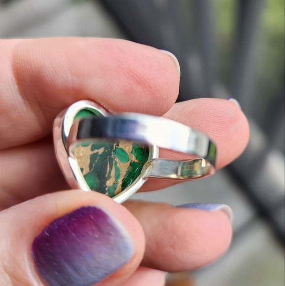 Handmade Sterling Silver 925 Irish Dahlia Heart Ring Size 8.25 - Picture 6 of 9